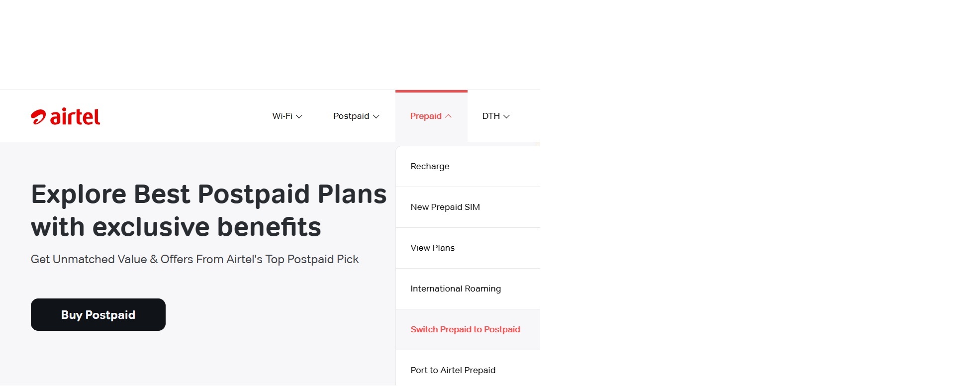 Switch Prepaid to Postpaid