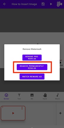 How to remove watermark in Benime