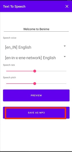 How to use Text to Speech in Benime