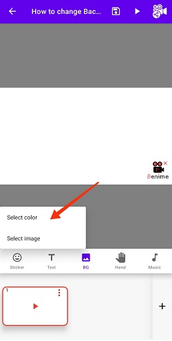 How to change background color in Benime